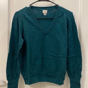 Green/Deep Teal V Neck Sweater